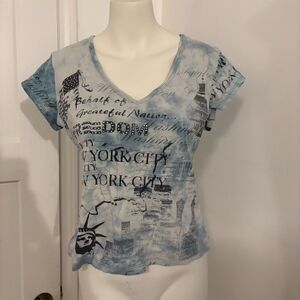 Y2K Fashion Bug size Large Allover Print New York City Baby Tee Shirt